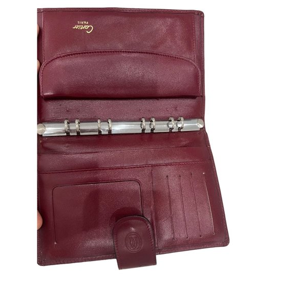 CARTIER: Burgundy, Leather Double C Logo Agenda/Wallet #2449 - Picture 6 of 9